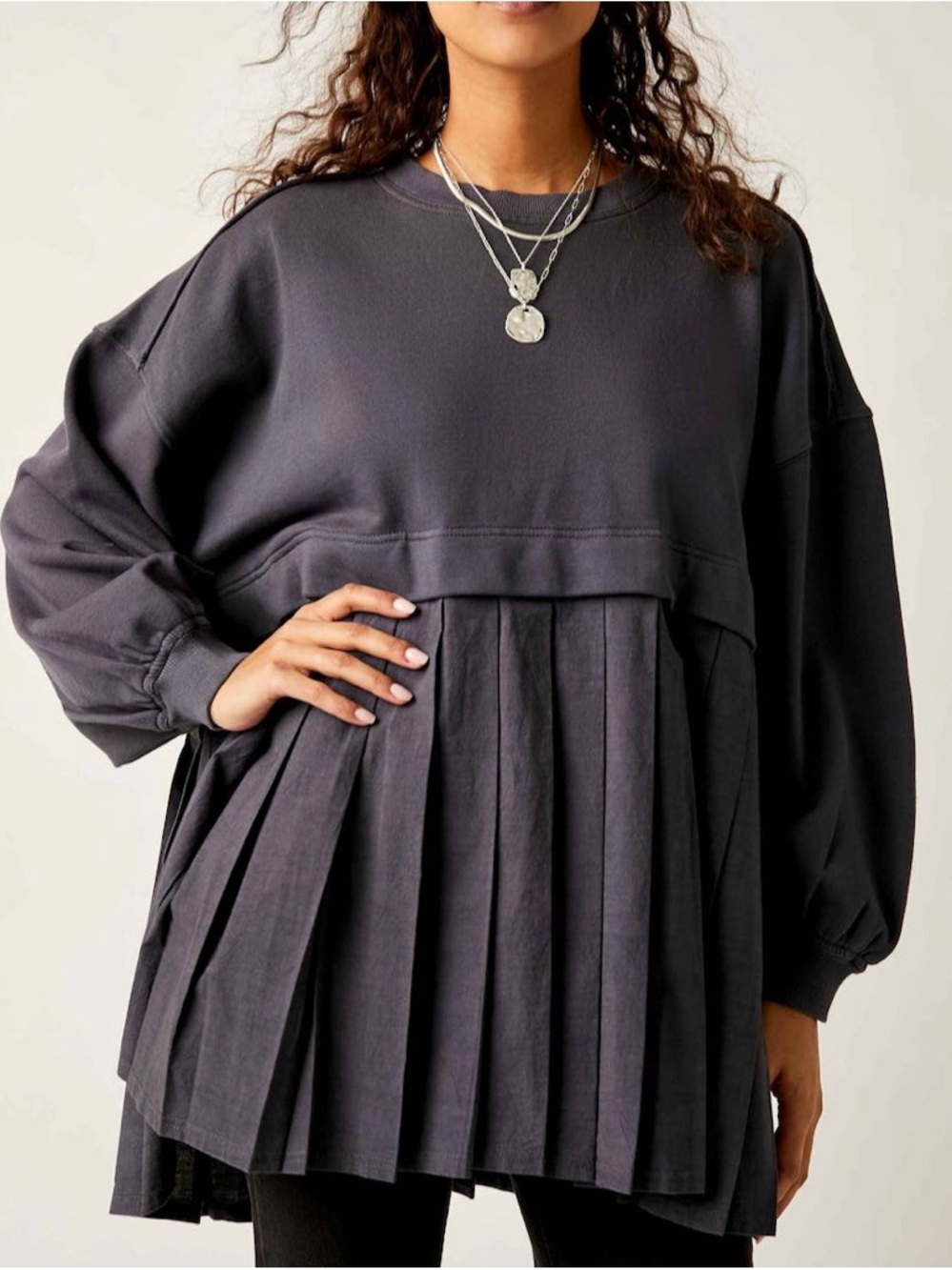 Free People Eleanor Mixed-Media Sweatshirt